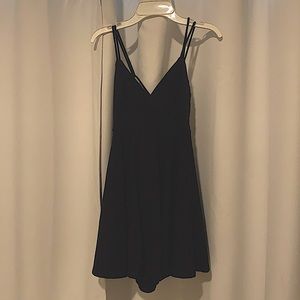 blue homecoming flowy fit and flair dress